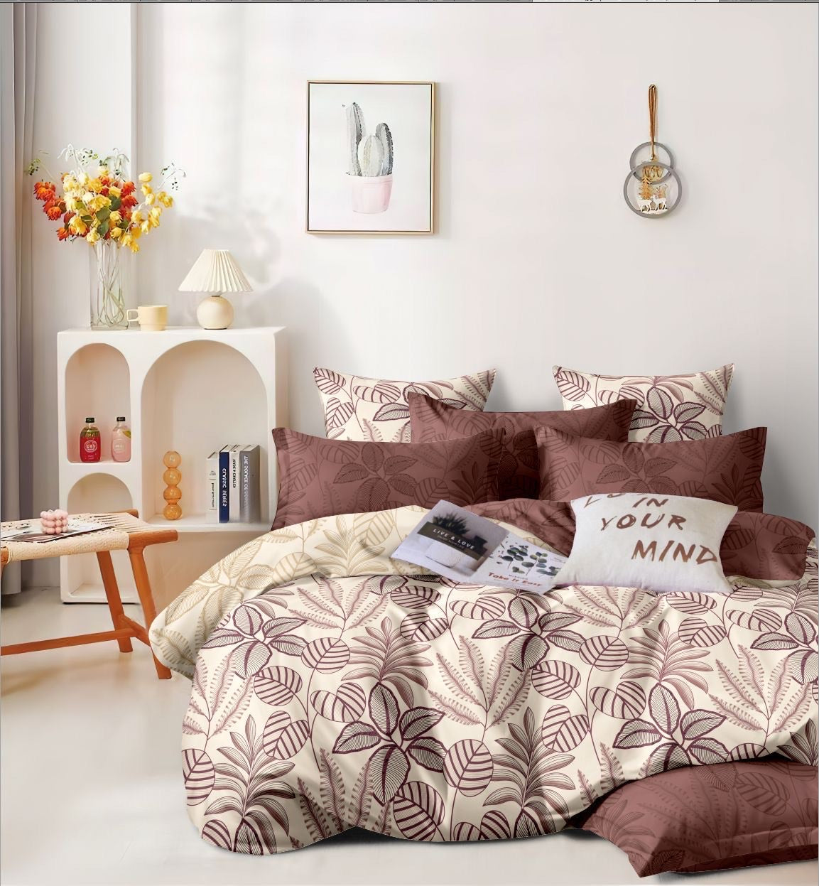 Double bed king size comforter bedsheet with pillow covers