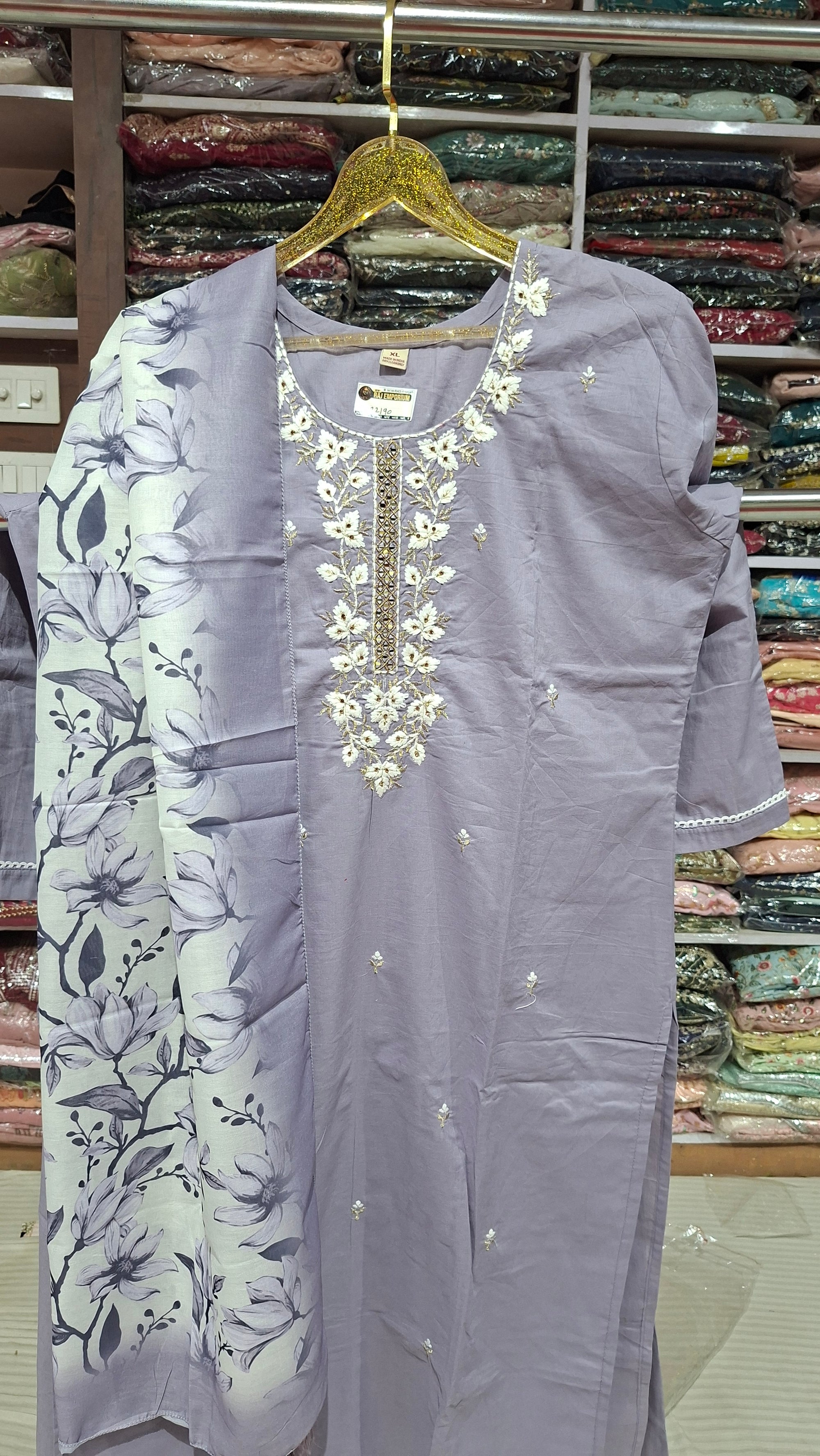 Premium Quality Ready made cotton Blend suit in Blue and white colour