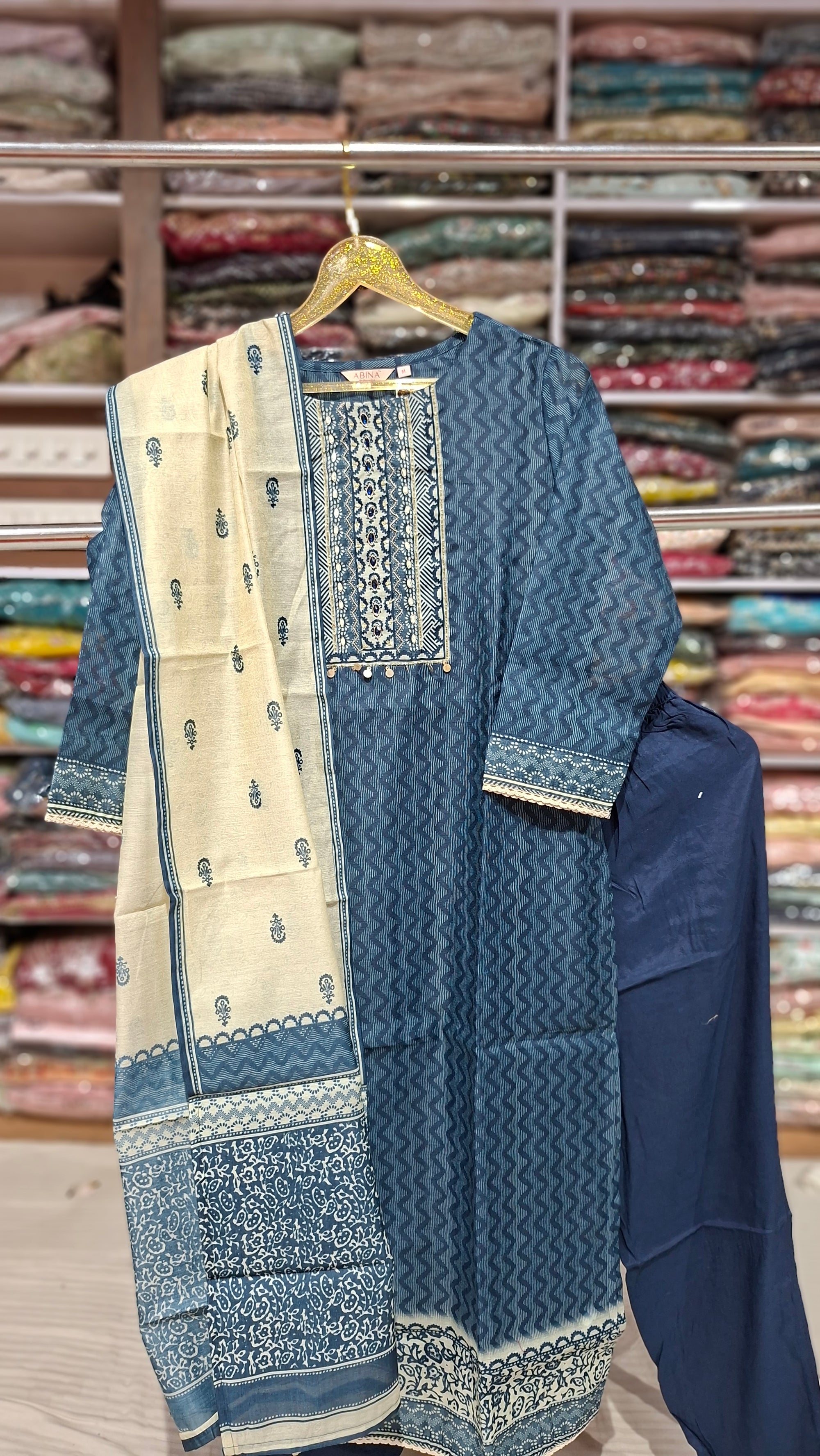 Premium Quality Ready made cotton Blend suit in Blue colour