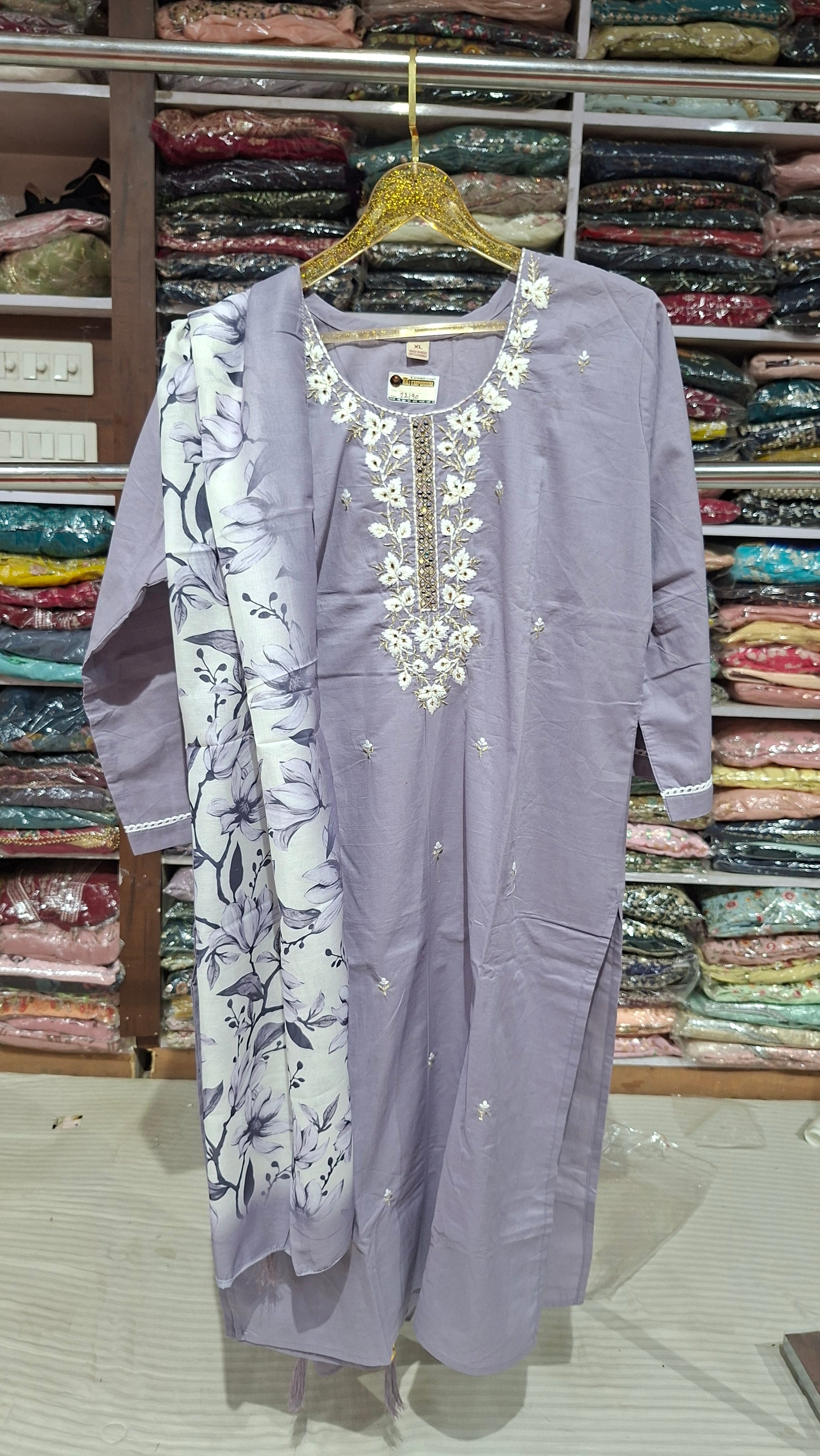 Premium Quality Ready made cotton Blend suit in Blue and white colour