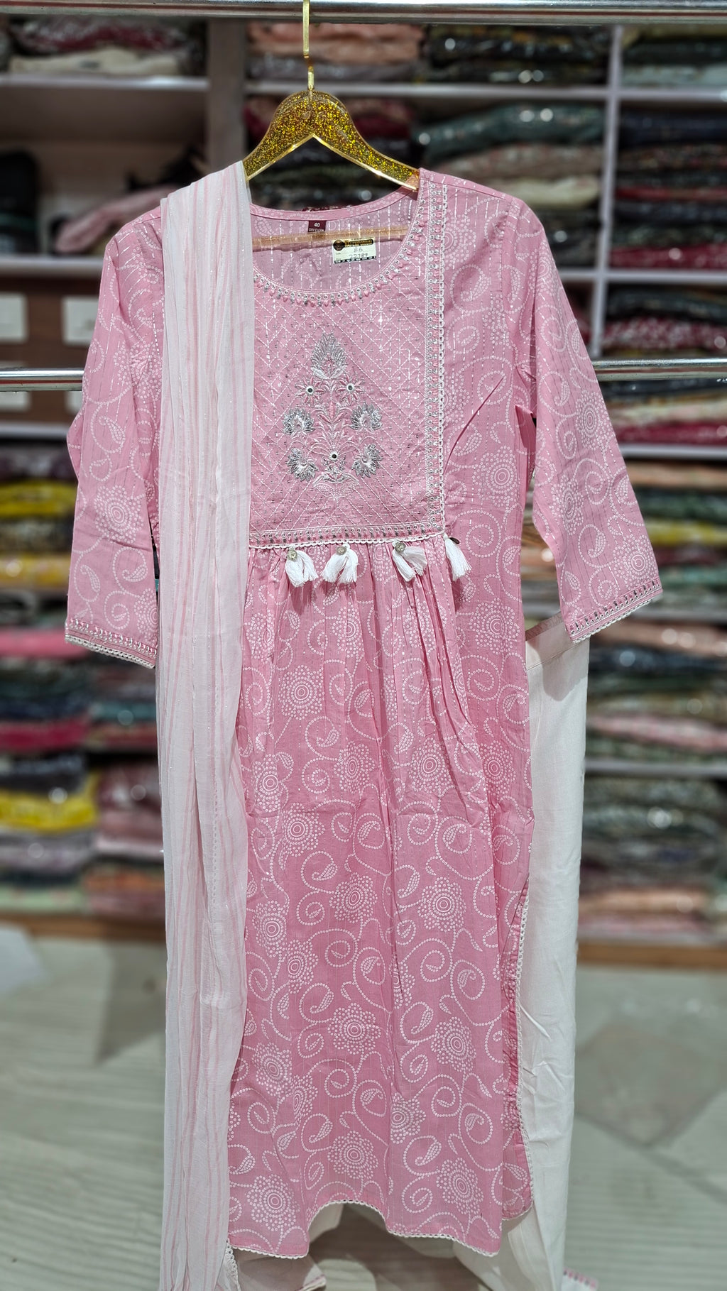 Premium Quality Ready made cotton Blend suit in Baby pink colour