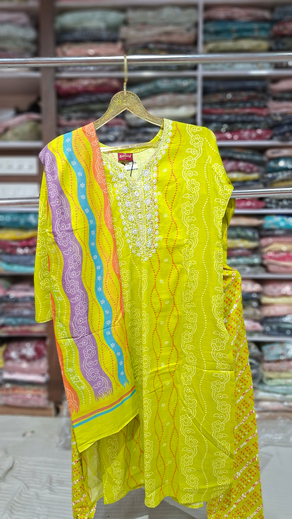 Premium Quality Ready made cotton Blend suit in Yellow colour