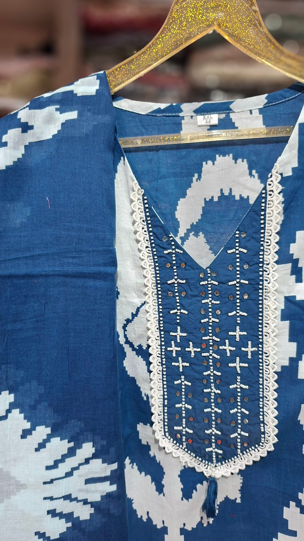 Premium Quality Ready made cotton Blend suit in Blue and white colour