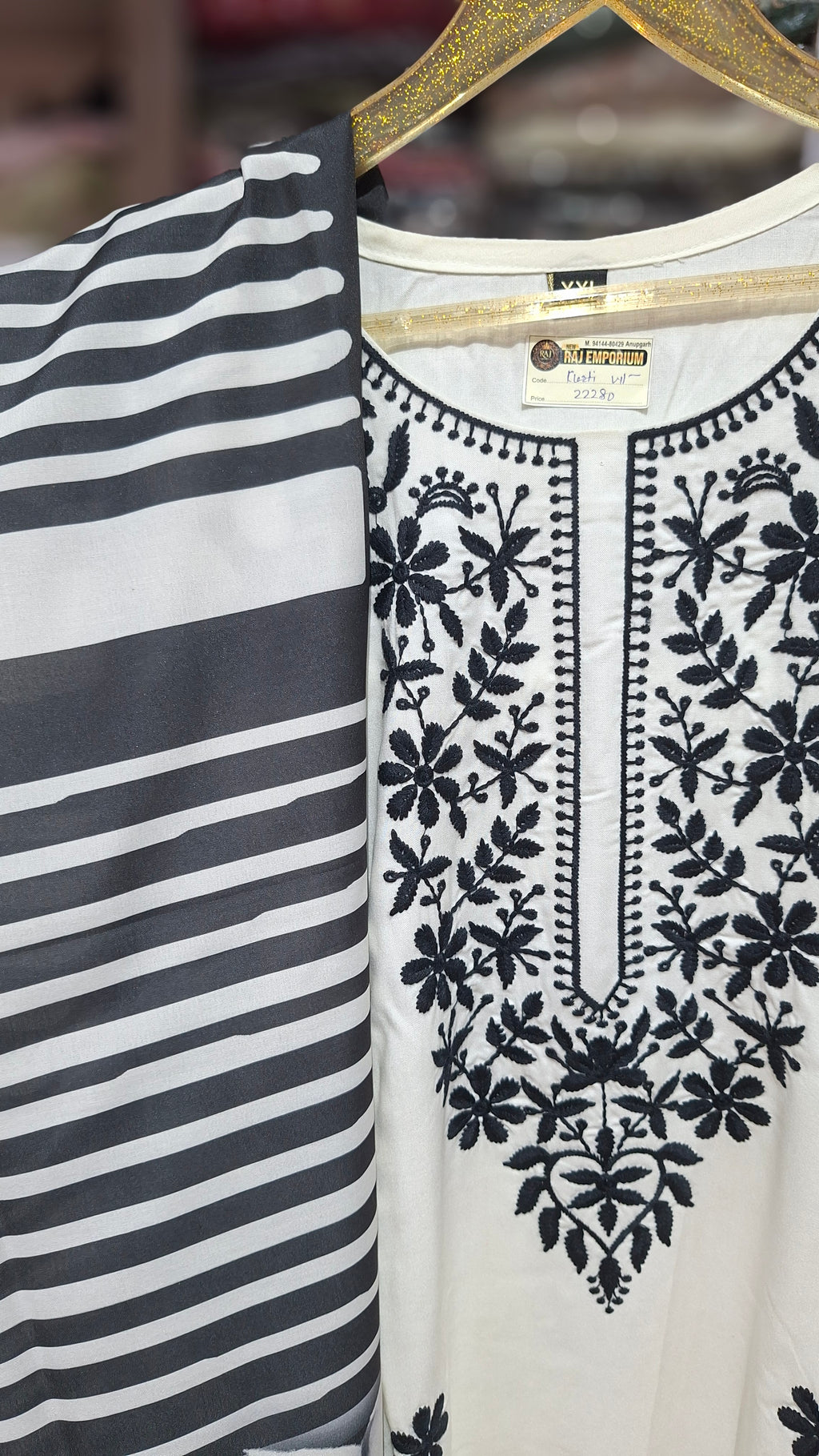 Premium Quality Ready made cotton Blend suit in white and black colour