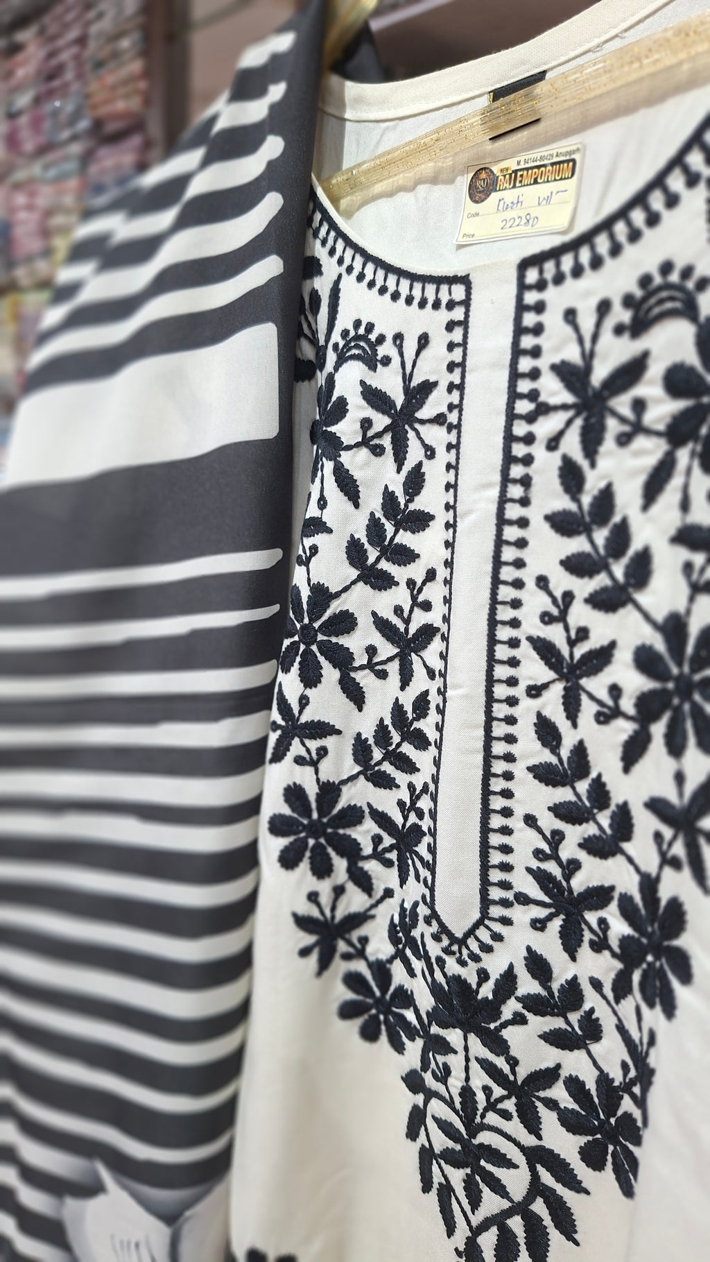 Premium Quality Ready made cotton Blend suit in white and black colour