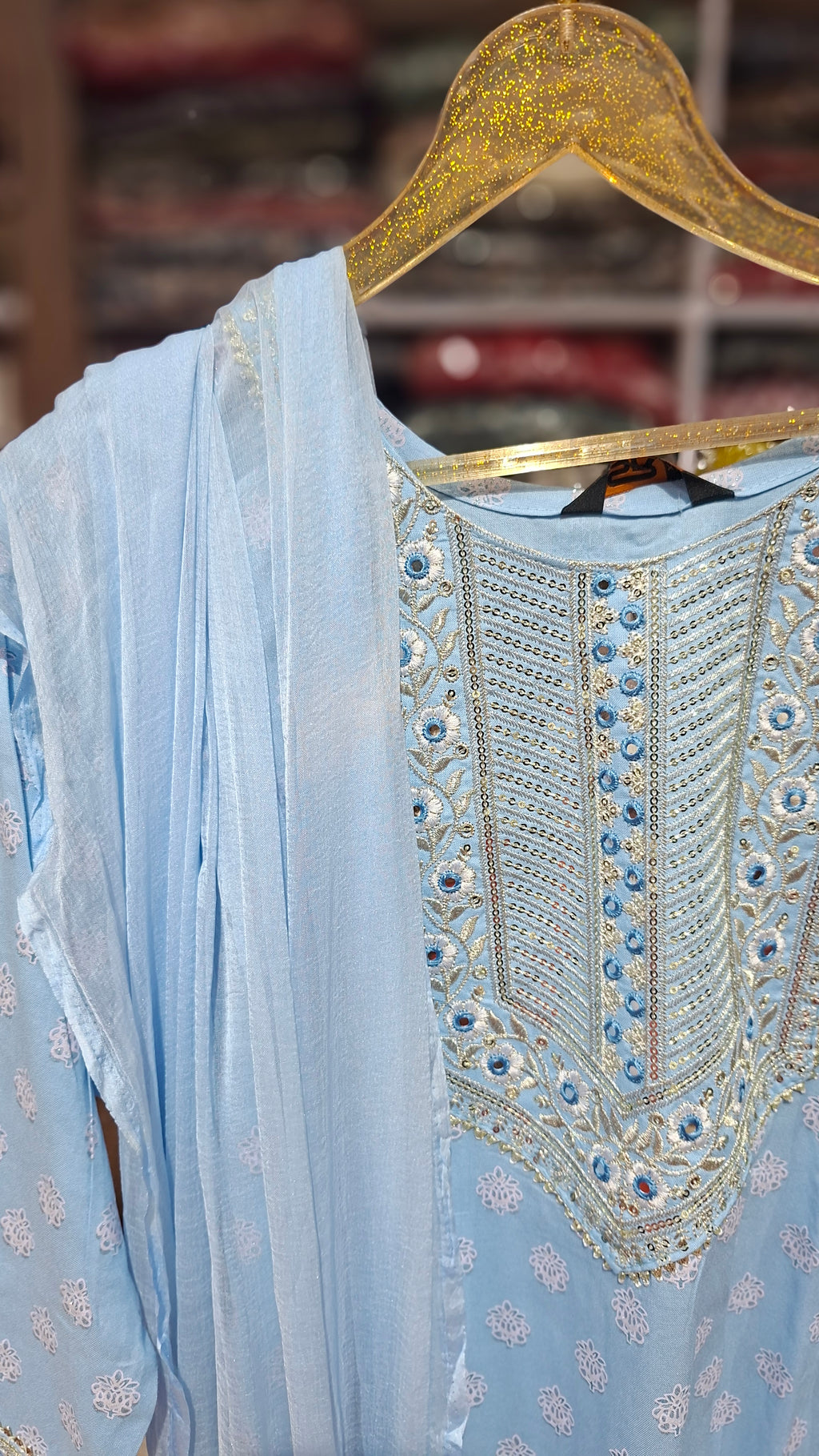 Premium Quality Ready made cotton Blend suit in Sky blue colour