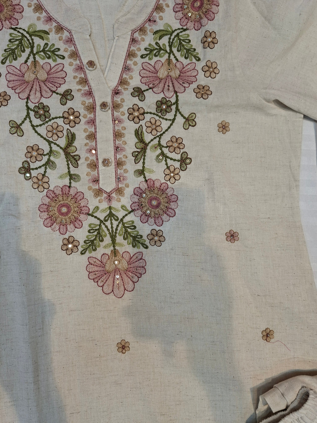 Ready made hand print Premium Quality suits in sand color
