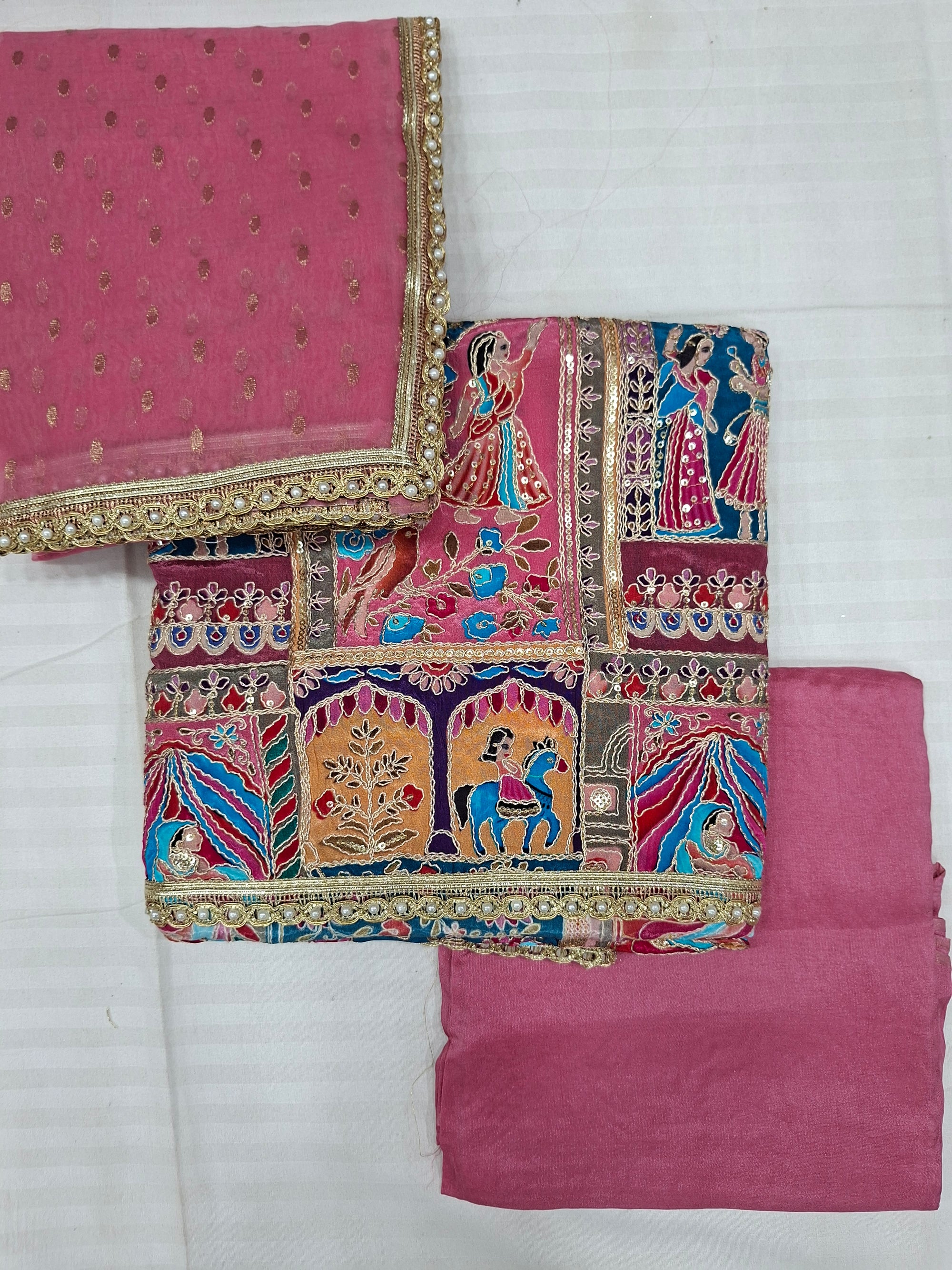 Special Raja Rani premium handprint unstitched suit