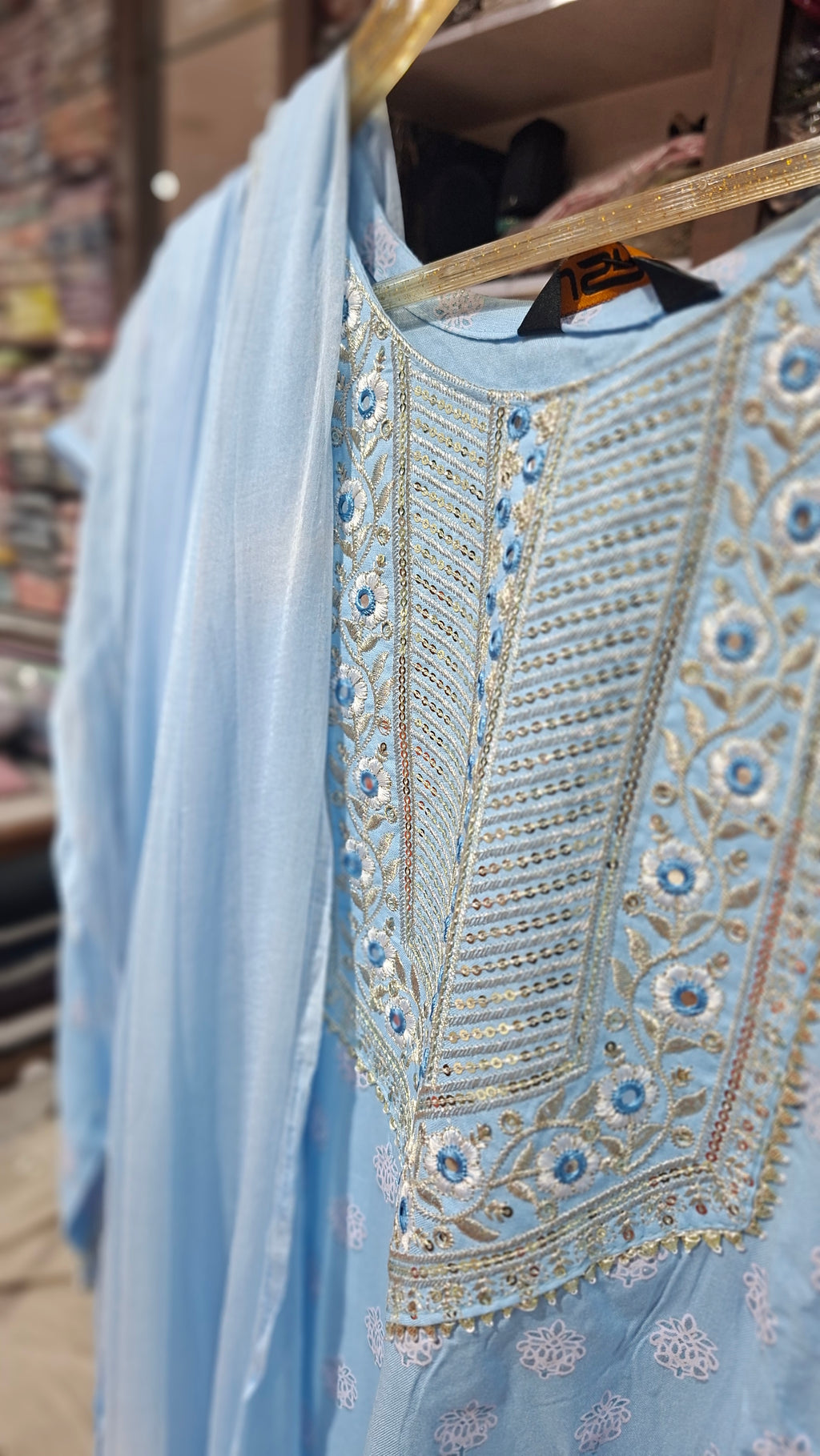 Premium Quality Ready made cotton Blend suit in Sky blue colour