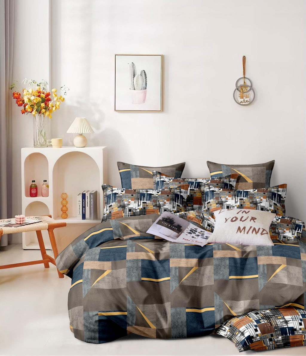 Double bed king size comforter bedsheet with pillow covers