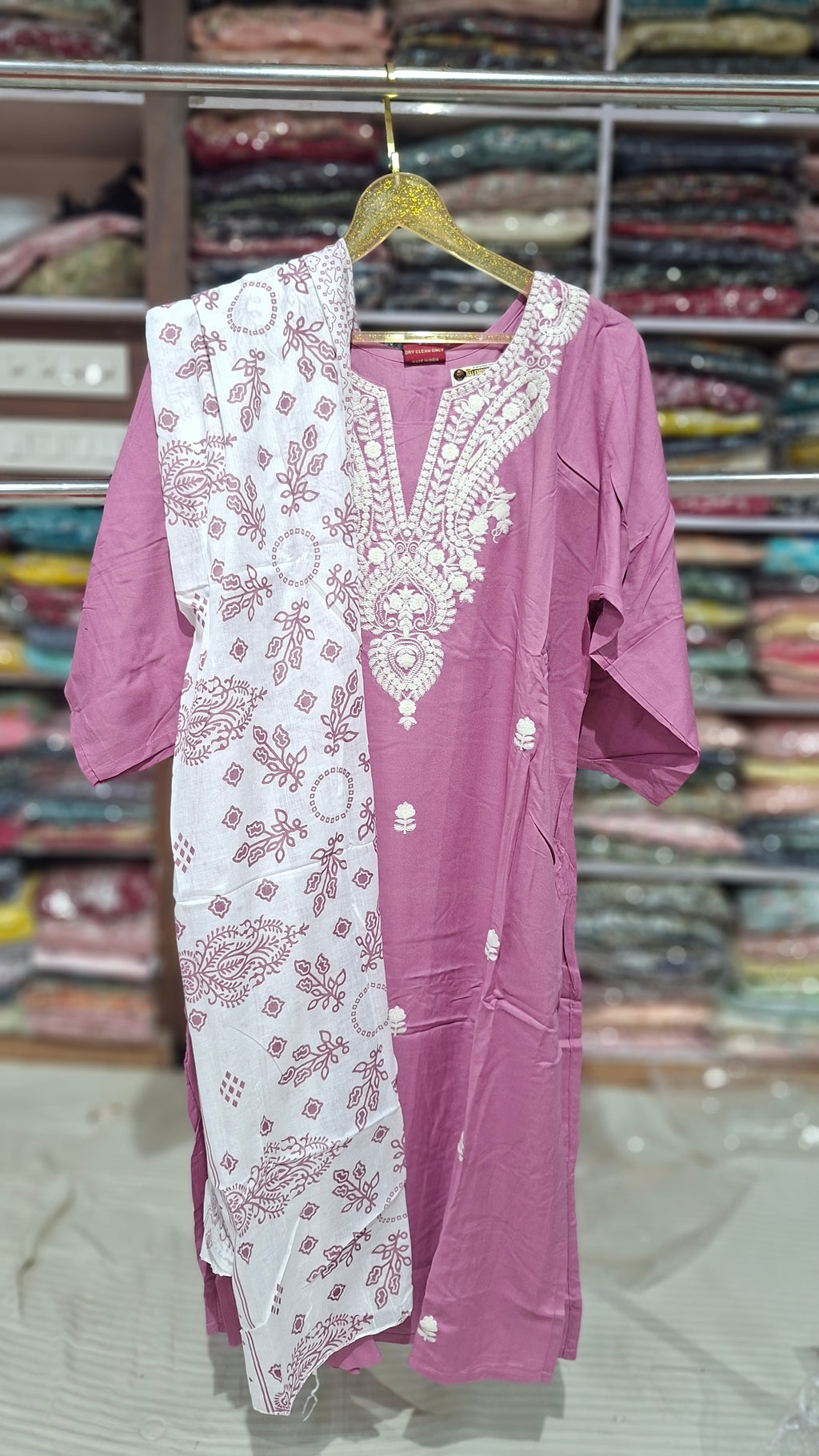 Premium Quality Ready made cotton Blend suit in pink colour