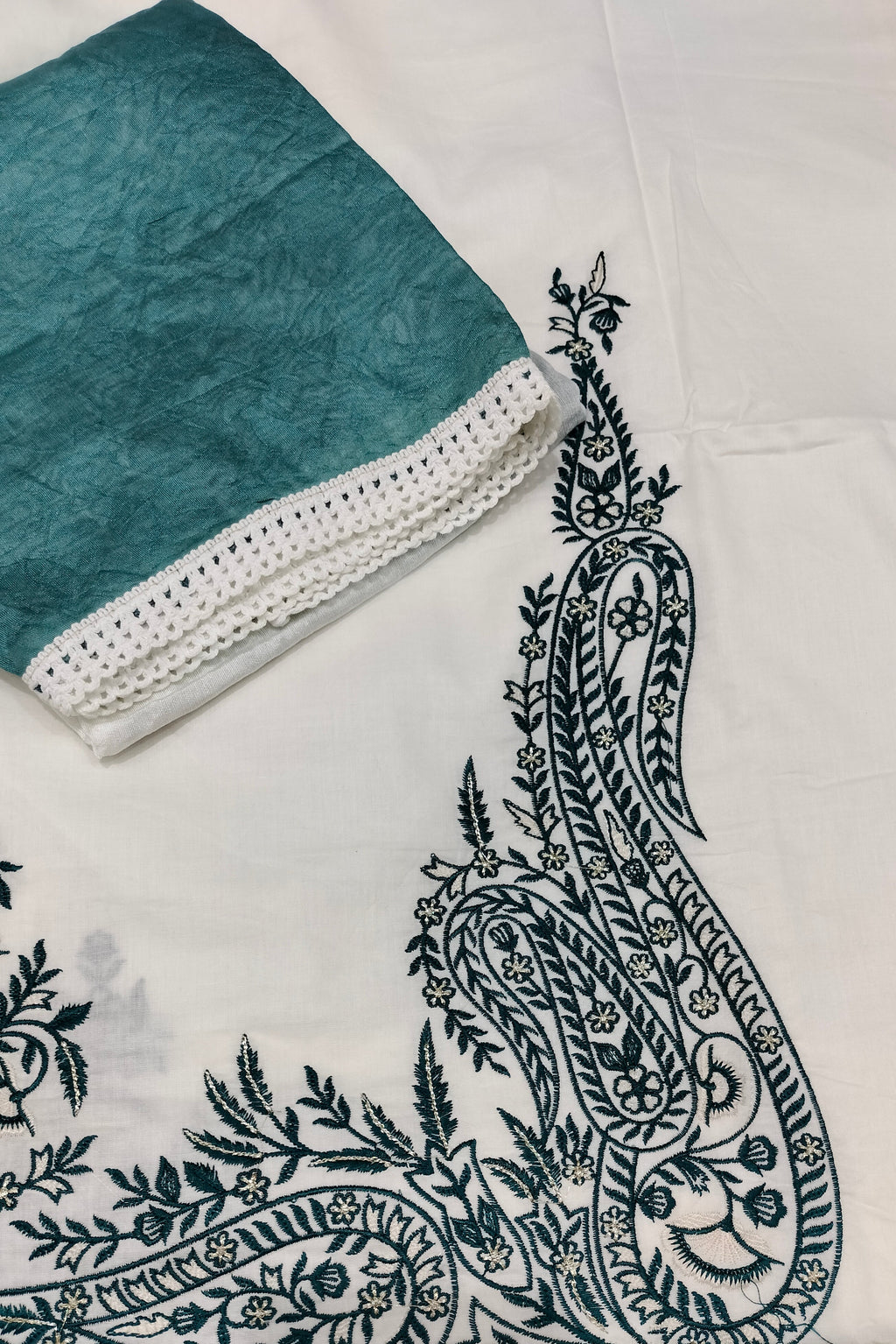 Cotton Unstitched Hand print Premium Suit in Blue colour prints